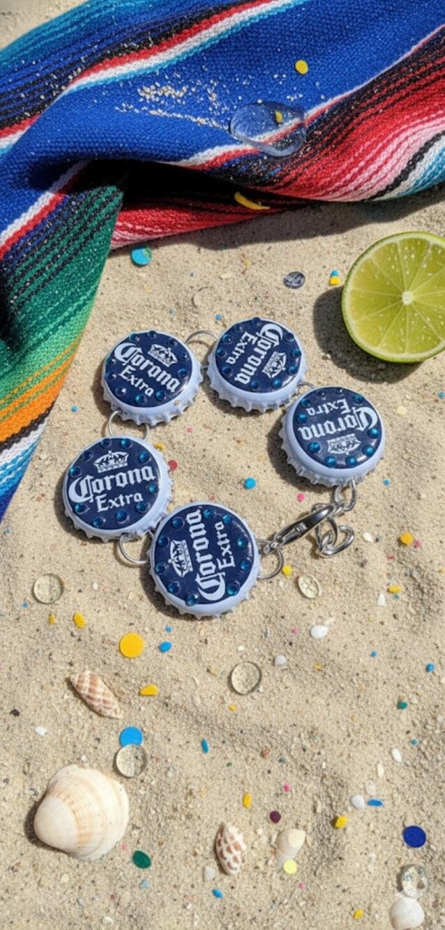 Corona Extra Bottle Cap Bracelet - Beachy Upcycled Jewelry